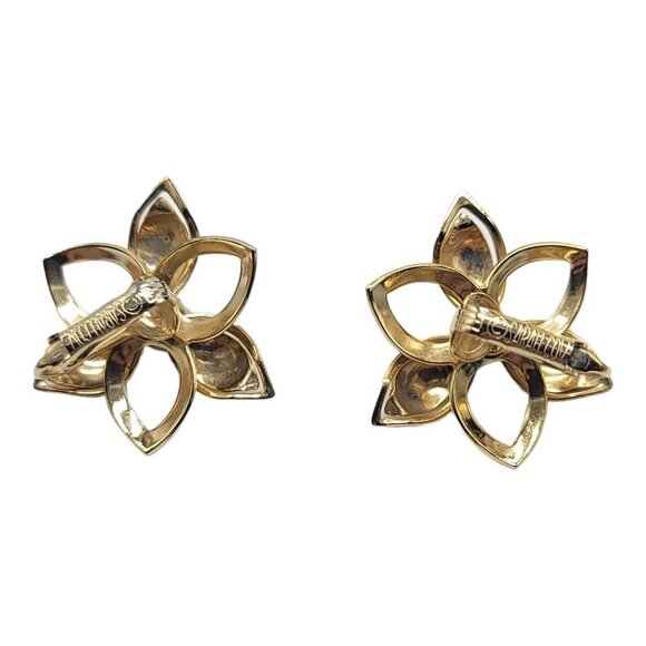 Sarah Coventry Gold Tone Flower Floral Open Metalwork Clip Earrings Vintage - Picture 3 of 6